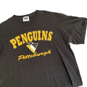Vintage CSA Nutmeg Mills Pittsburgh Penguins Made In USA T-Shirt Size XL Black